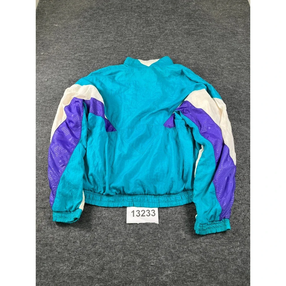 Puma Windbreaker Jacket Mens Medium Teal Purple Vintage Excellent 90s Colorblock